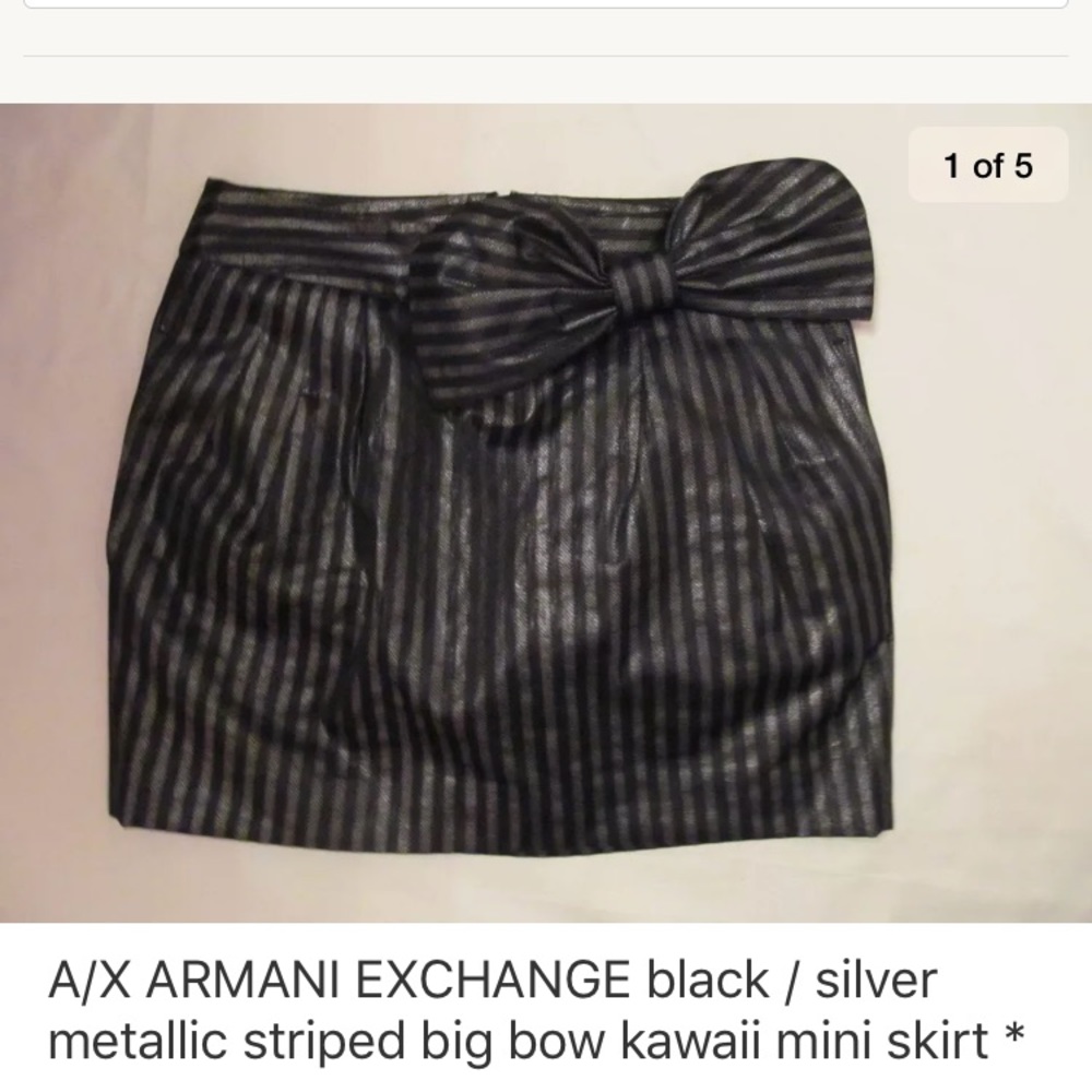 A/X silver and black striped mini skirt with bow